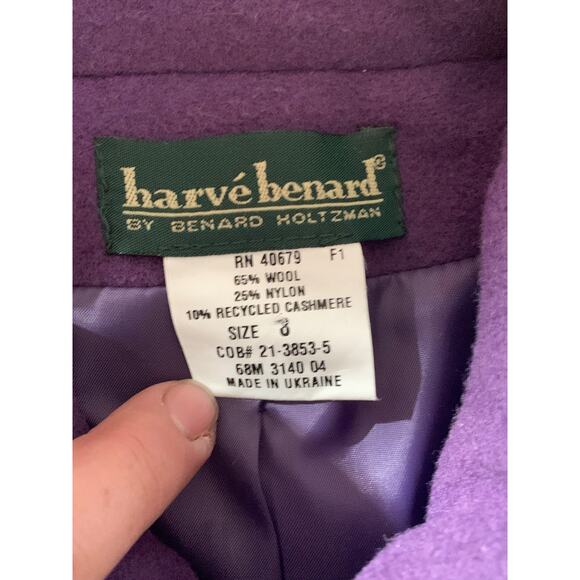 Harve Bernard full zip jacket sweater wool cashmere womens size medium 8 purple - Picture 3 of 7